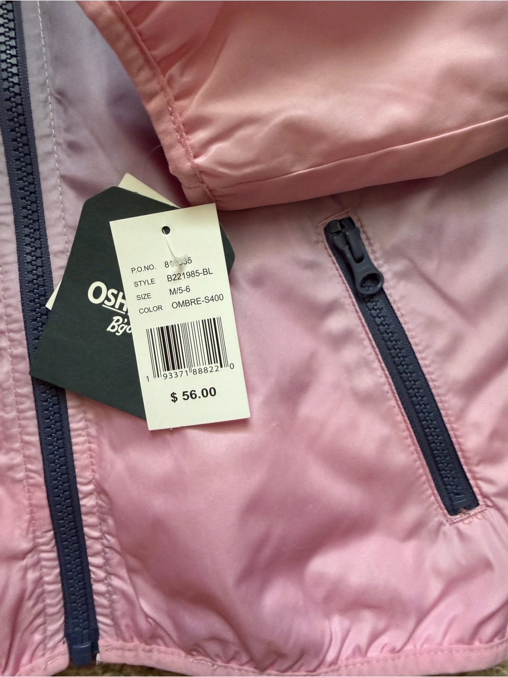 NWT Girls Osh Kosh Lined Windbreaker - Picture 2 of 4